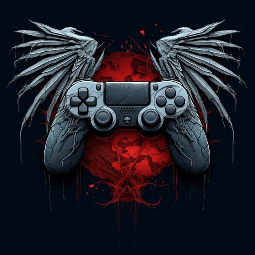 A zombie with wings flying through the air. logo. ps5 controller. spiderman