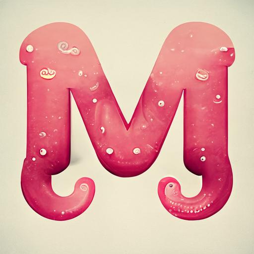 MJ logo, ligature, bubblegum squid font, 2D, graphic design, flat, clean