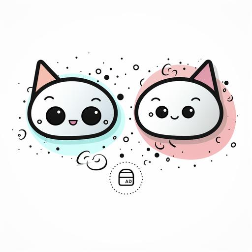 AI chat logo with 2 chat bubbles and sparkles. Outline vector icon, black line, no shadows, minimalistic, isolated white background, ui, ux, sharp, clean, simplified, universal, consistent. --ar 1:1 --v 5.2