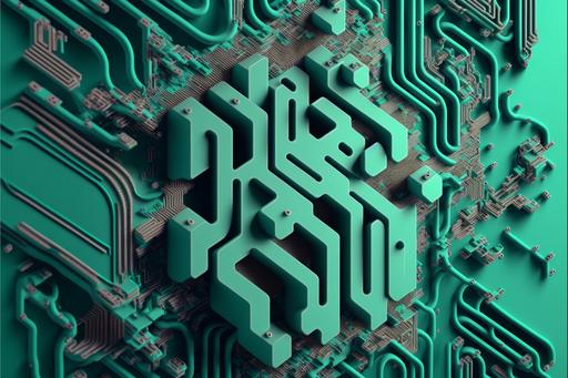 AI tech startup, AI, blockchain, mint green, wallpaper, high details, 4k, --ar 3:2 --v 4