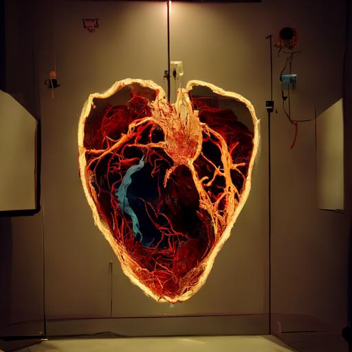 An opreating room,where a number of doctors perform cardiac catheterization for a specific patient, and there is a medical screen powered by artificial intellignce that doing a full scan of the heart,and then shows it as a very accurate 3D model shape realistic, talking to the doctor telling him the number of the patient's cardiac arteries,the length and size of these minute arteries,the width and area of these arteries, and the distance between each artery and the next as a very accurate 3D model shape realistic and the number of heart attacks detected in these arteries, in addition to the thickness, size and loctions of these heart clots,and how to access it using geospatial intelligence systemes through several paths with the least cost of time and effort,and without obstacles, then tell the doctor which path is the best based on these conditions ,then this information appears in the form of a large dashboard divided into several many many parts, each part showing this information either in 3D realistic form or in the form of 4D model shape realistic maps or both , with a number of statistical indicators showing the percentage of strokes such as colmns , others is indicated by the percentage show the probability of survival, like bar graphs and very accurate graphed relative circles 3D model shape realistic