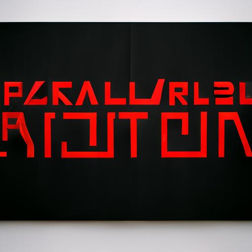futuristic font, type Parallel Action, red on black, graph paper, realsim, symbol,
