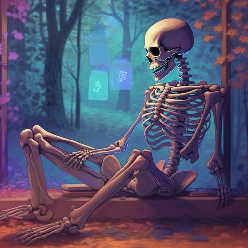 cryptid skeleton, waiting for what feels like forever  --ar 1:1  --ar undefined