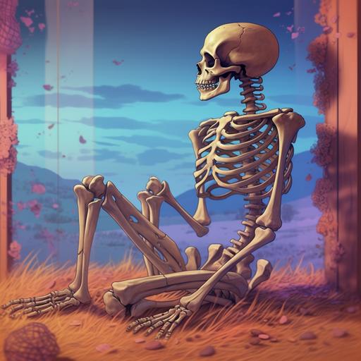 cryptid skeleton, waiting for what feels like forever  --ar 1:1  --ar undefined