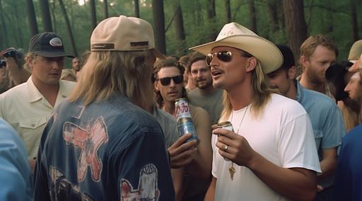 raw candid photo, rural style vintage photo of donald trump in paradise, presenting Kid Rock with the annual BUD-LIGHT shoot off, as the rural crowd chanting Bawitdaba lyrics, target shooting bud light cans, expolsive beer, wild rurals gone wrong!!!! rural alabama bloopers, do not attempt this at home, shot in the style of latenight tv shows, studio portrait, photographic weavings, barbizon school, colorized, photorealism --ar 9:5 --v 5 --s 50