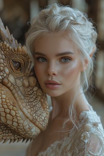 Adult, Mature, Beautiful dark-toned elf woman with shiny white hair, Head slightly tilted, toned, fantasy magical castle dungeon, opalescent psychedelic mage clothes, confronting a dragon, hot bubbly girl, thick armor, highly detailed, psychedelic armor, long shadows, rim light, rule of thirds, fantasy, wide angle, vast open space, hot vs cold, cinematic composition --ar 2:3 --chaos 22 --v 6.0 --s 750