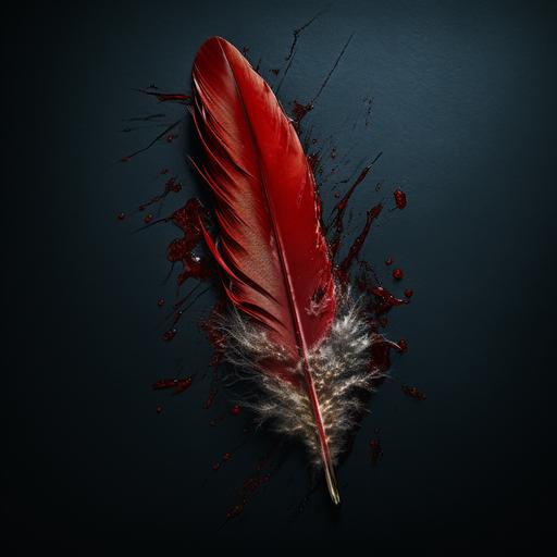 African gray parrot feather with blood dripping