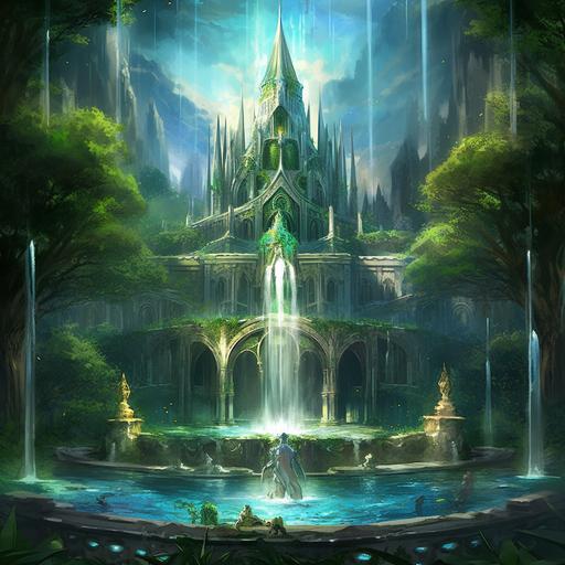 After days of travel, they reached the heart of the magical kingdom. The kingdom was in ruins, and its once-glowing Jewel Fountain had run dry. Lily remembered the shimmering emerald on the key they found. With a spark of hope, she placed the key into the fountain, and suddenly, water began to flow, and the fountain's magical powers returned
