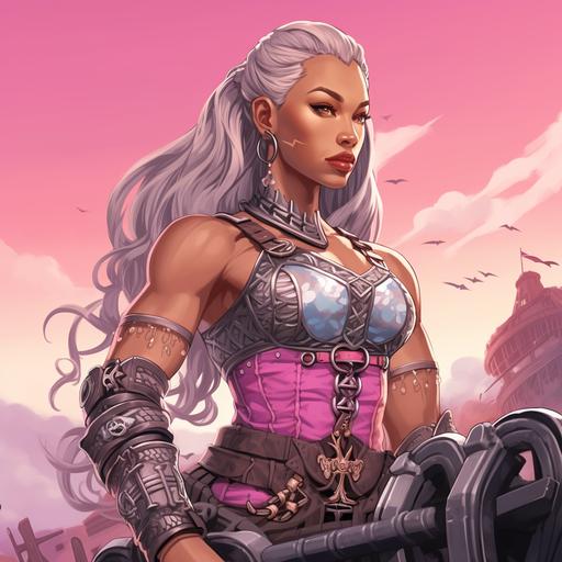 Alhambrabarbarian barbie-core muscle girls, d&d artwork