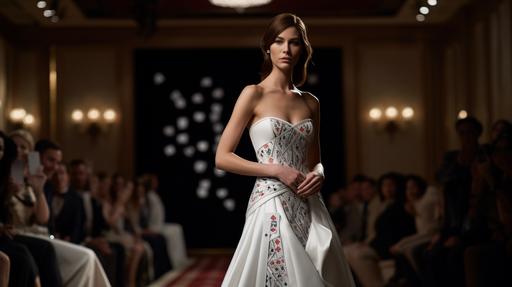 poker inspired wedding dress fashion show --ar 16:9 --v 5