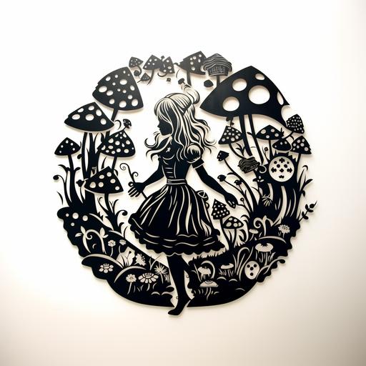 Alice in wonderland,stencil,black and white
