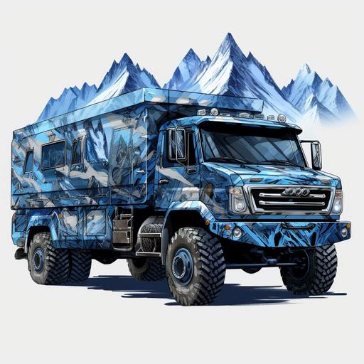All terrain off-road RV blue camouflage --ar 1:1