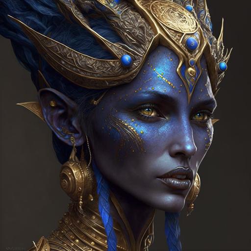 An Atlantean elf is a powerful and mysterious being, with a regal and otherworldly appearance. They are tall and slender, with pointed ears and sharp features. Their skin is a deep bronze color, reflecting their connection to the sun and the earth. Their hair is styled in long, flowing locks, adorned with gold and lapis lazuli beads, symbolizing wealth and power. They are dressed in flowing robes made of linen, adorned with intricate gold and lapis lazuli beading. They possess powerful magical abilities and are said to be able to control the elements and communicate with the spirits of the earth. They have a deep connection to the ancient gods and goddesses of Atlantis and are revered as powerful spiritual leaders and protectors of the city. They possess a wisdom and knowledge passed down through generations and are able to see through the veil of reality, making them powerful mystics. They are able to harness the power of the elements to summon powerful spells and incantations, and are known to possess a strong telepathic ability. 3d render --q 5