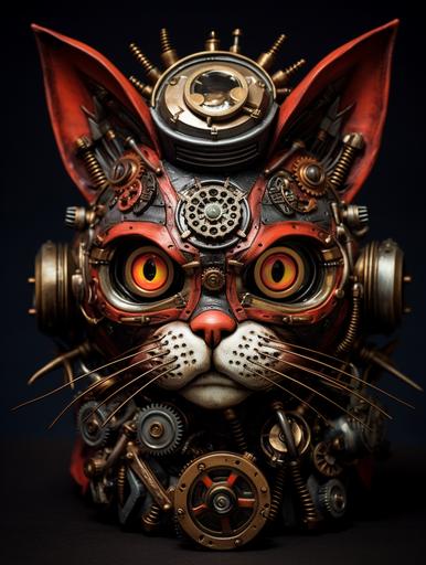 An angry steampunk calavera cat. --ar 3:4 --v 5.2