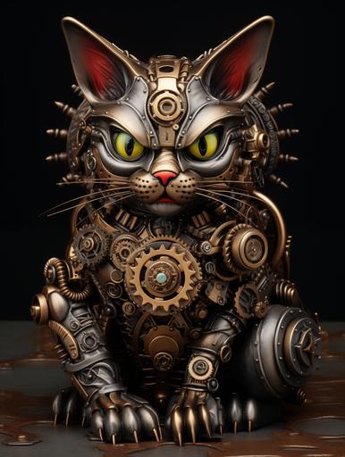An angry steampunk calavera cat. --ar 3:4 --v 5.2