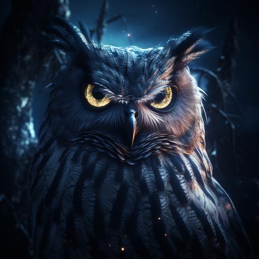 An eerie hoot pierces the night. The Ghost Owl, descends upon you, 48k, cinematic lighting, hyper detailed, hyper realistic