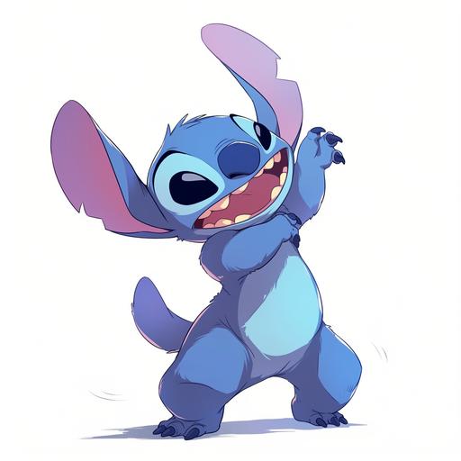 An illustration of Stitch from Disney cartoon, Stitch was dancing tango. On a white background --niji 6