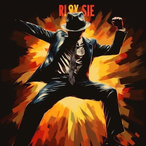 An old dark house poster, rise up, power to the people, a ska faceless rude boy in a suit and trilby hat, abstract, in the style of noir comic art, high speed sync, colorized, ska music, uprising, rollerwave, intensely detailed