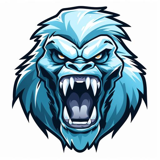An outline of the face of an ice gorilla screaming for a logo for a brand called ice monkey
