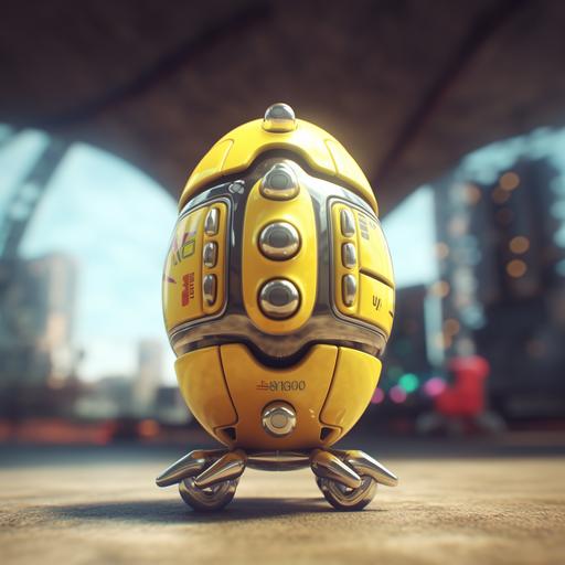 animation character helicopter - yellow pill capsule realistic photo 4K