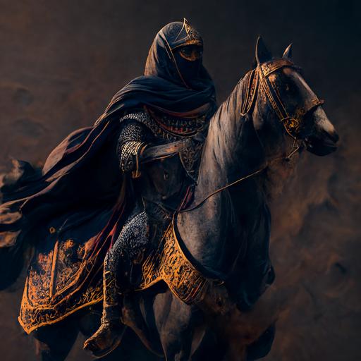 Arabian knight on horseback before 1400 years ago , high resolution 4k for iphone 14 pro max wallpaper