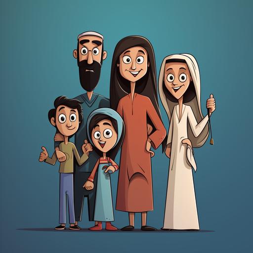 Arabic cartoon family,2D style--4v