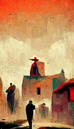 Mexican pueblo village :: comic book cover :: in the style of Sean Phillips :: in the style of Ed Brubaker —ar 9:16