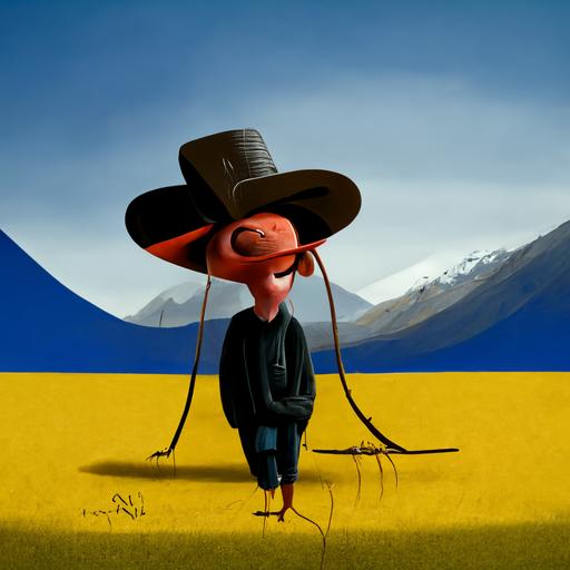 ant cartoon character :: wearing a gaucho hat :: in patagonia :: in the style of gary larsen
