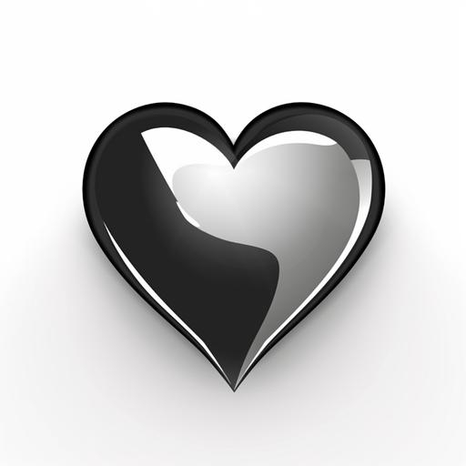 a simple bold glossy black icon of an outline::4 of a heart on a white::3 background, high definition, --q 1 --stylize 50 --v 5 --no frame --no black background --no circle around image