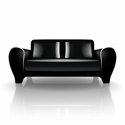 a simple bold glossy black icon of modern sofa on a white::3 background, high definition, --q 1 --stylize 50 --v 5 --no frame --no black background --no circle around image