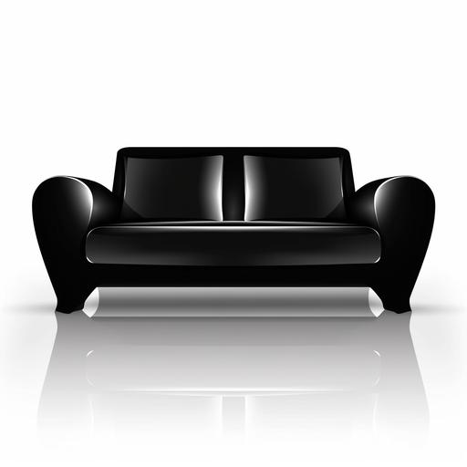 a simple bold glossy black icon of modern sofa on a white::3 background, high definition, --q 1 --stylize 50 --v 5 --no frame --no black background --no circle around image