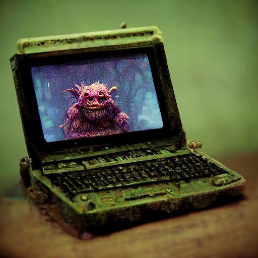 Ugly Troll-Frog Thing typing on a computer