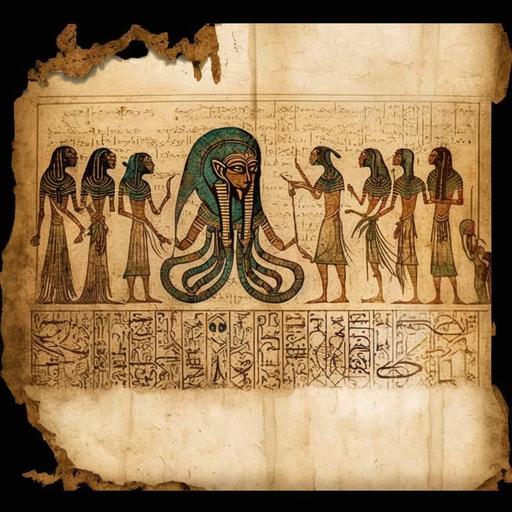 Authentic Egyptian papyrus, proves that the terrified ancient Egyptians, brought chained human sacrifices to a multi-tentacled alien horror, Cthulhu