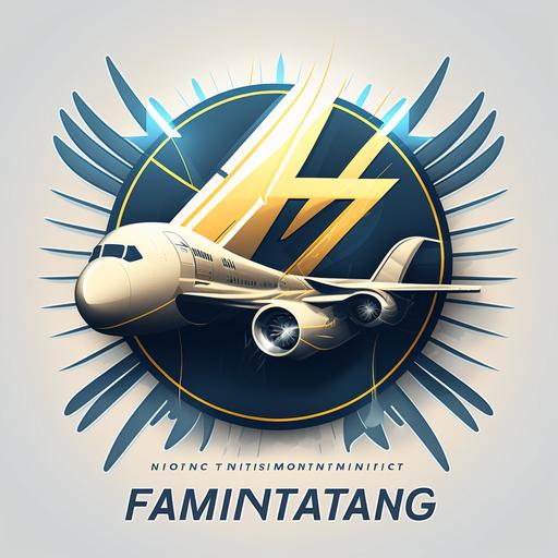 Aviation company logo , include Boeing 737 , wings and power , representing air and good services
