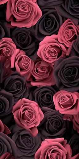 Award winning fashion fabric, pink and black camouflage seamless pattern, black rose symmetry, 300 dpi --ar 9:18 --v 5.2