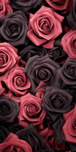 Award winning fashion fabric, pink and black camouflage seamless pattern, black rose symmetry, 300 dpi --ar 9:18 --v 5.2
