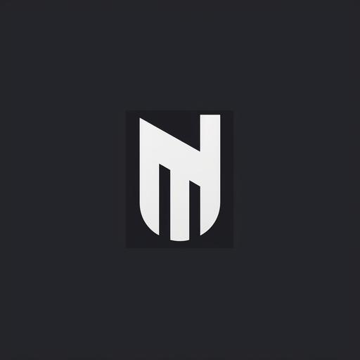 B&W, simple, flat, professional 8-bit Logo Bass Clef and the Letter M