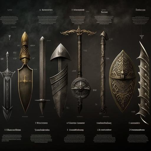make a 4k, HD image where there are 7 weapons from different timelines, the first one is a rock, the second one is a spear, the third one is a bow, the fourth one is a sword, the fifth one is a musket, the sixth one is a modern weapon from 2000-2023 and the seventh one is a military drone