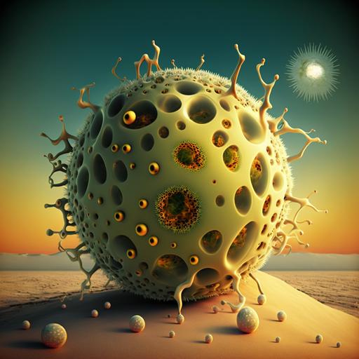 Bacteria in the universe depicted by Salvador Dali::3d::wallpaper::full HD --v 4