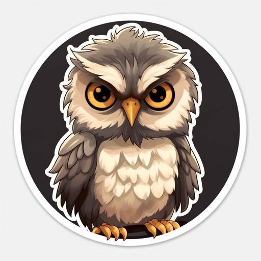 adorable baby owl with big round eyes anime style sticker