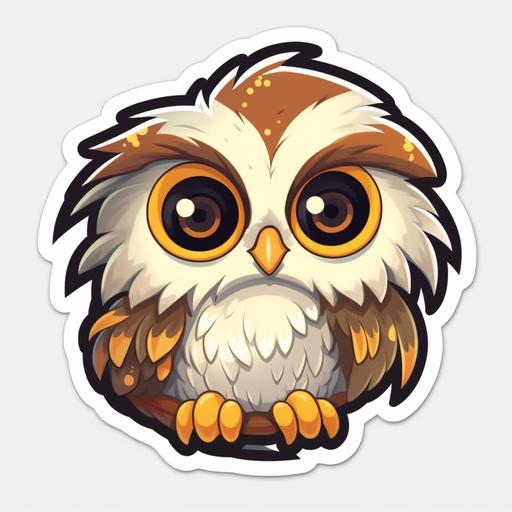 adorable baby owl with big round eyes anime style sticker