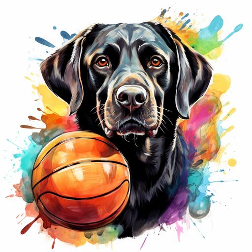 Basketball Labrador Dog PNG Watercolor Clipart Cute Labrador Puppy Dog Basketball Dog PNG Hunting Basketball Sublimation Graphic Illustration
