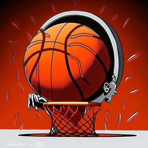 Basketball, hoop, rim, court, cartoon, black background, profile picture