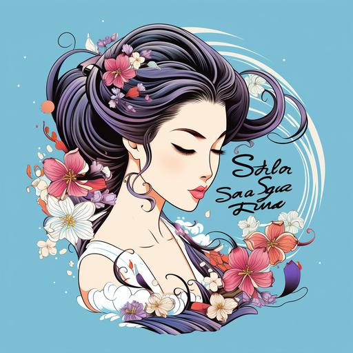 Beauty salon logo design, UkiyoE