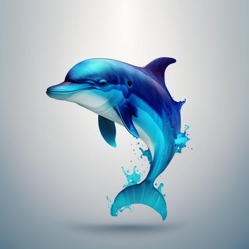 the blue dolphin mascot for a talented and creative designer would be captivating, charismatic, visionary, and futuristic. It would have a modern and technological appearance, depicting a confident and active dolphin, with accessories that showcase the designer's personality. 3D, 8k, Watercolor ilustration, __q1__