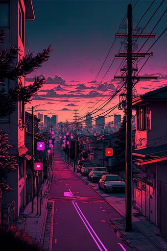 Being in a situation that feels threatening or dangerous, such as being in a high-crime area or facing a natural disaster Wallpaper, Aesthetic Anime Style --ar 2:3 --c 33 --s 1000 --q 2 --v 4