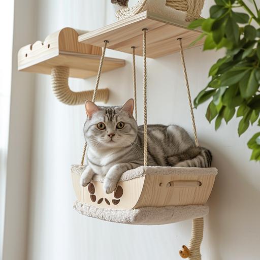 Bento Box shaped hanging cat bed and bento themed cat tree, kawaii aesthetic --v 6.0