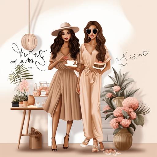Best friends clipart, Soul sisters clipart, Besties clipart, Bff clipart, Brunch clipart, Coffee girl clipart, Coffee Shop Clipart, 8k