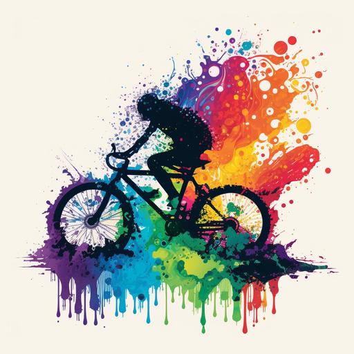 Bicycle, vectorize, silhouette, rainbow, background, splash