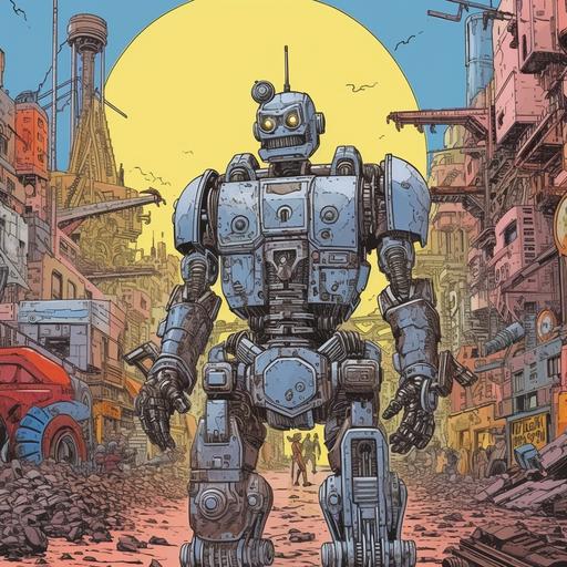 Dave Gibbons artwork of a bad robot planning to conquer the world ar 16:09 v 5.1